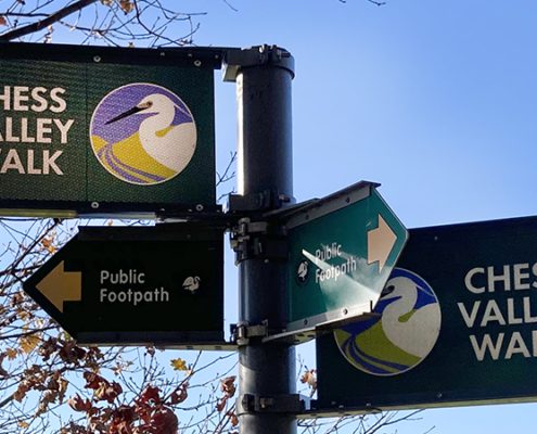 Chess Valley Walk signage Latimer 16 Waymarking for Chess Valley Walk in each direction, Latimer