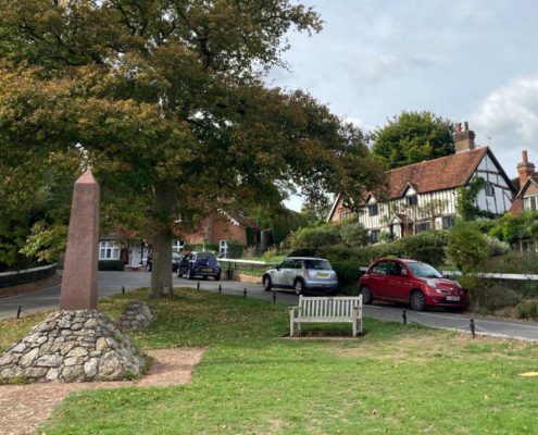 Latimer village Latimer village green with bench, and Boer war memorial