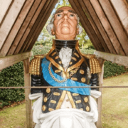 Figurehead of Admiral Lord Howe, at entrance to house in The Lee