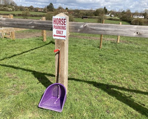 Horse parking at White Lion, St Leonards Wooden post saying horse parking only