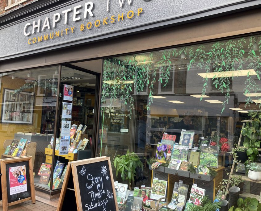 Outside of Chapter Two, second-hand bookshop, with window display