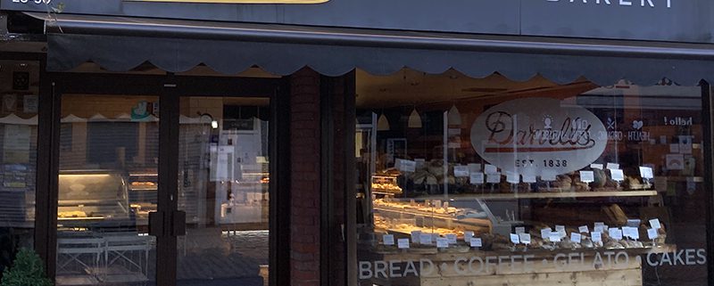 Shop front of Darvells bakery