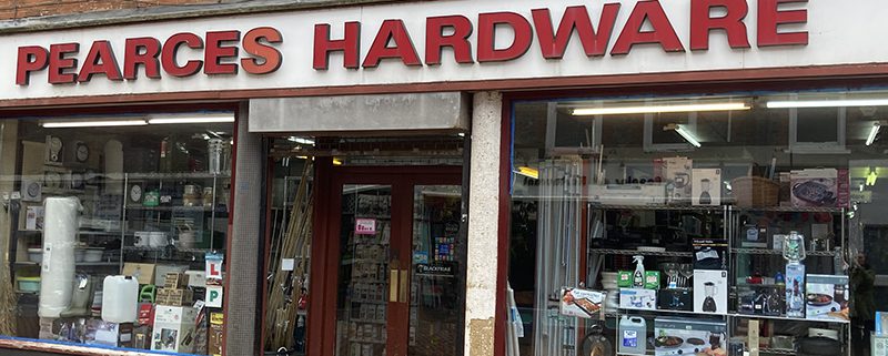 Shop front Pearces Hardware on the High Street