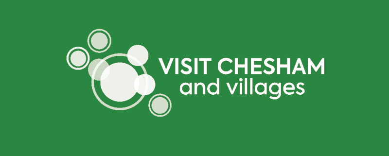 Visit Chesham and Villages white logo on green background - destination Chesham