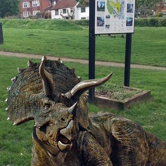 Virtual reality dinosaur in Lowndes Park