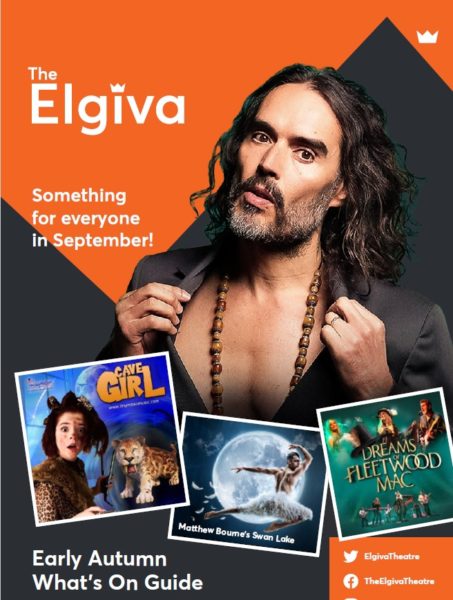 Elgiva brochure cover for September 2023 featuring Russell Brand