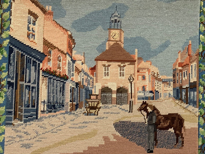 tapestry section of Chesham Market Square with market hall
