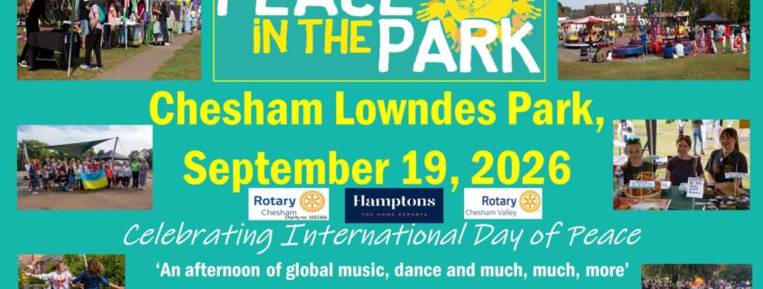 Peace in the Park 2026 advert Including photos of groups at the event