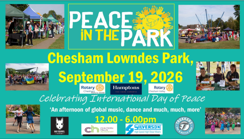 Peace in the Park 2026 advert Including photos of groups at the event