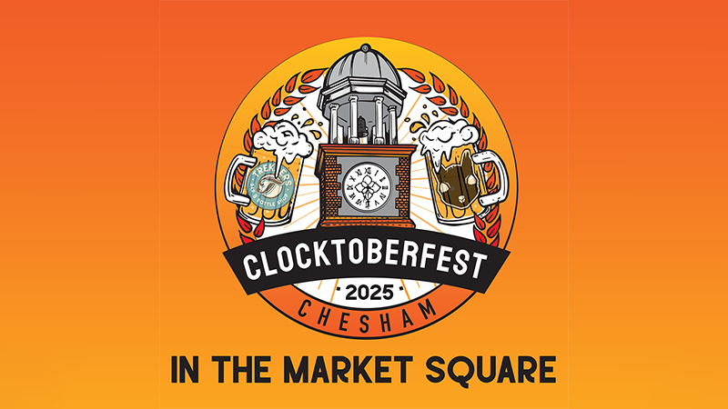 clocktoberfest-event Bright orange gaphic with logo of clocktower and beers and bar logos