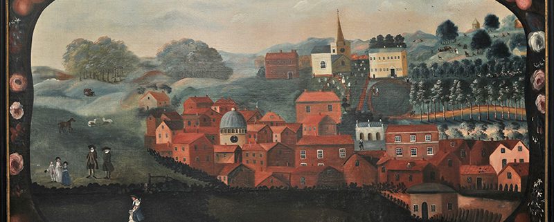 The Chesham town Picture – painting of view across town including park and fields