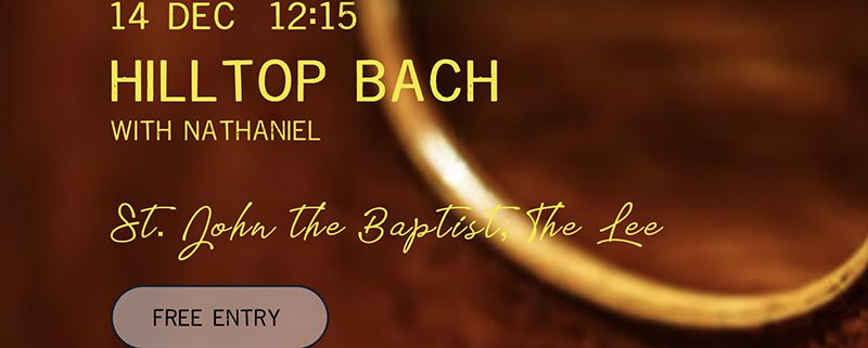 portion of close-up of cello with wording over the top for the event- warm colours