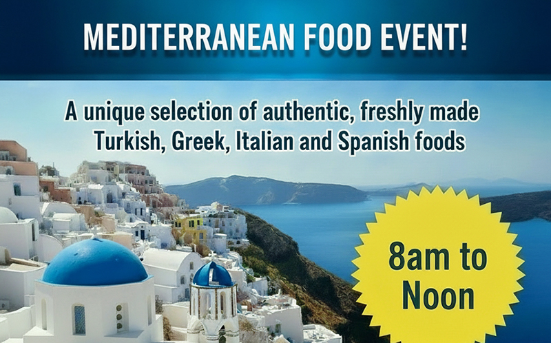 View of santorini - white houses, blue domed roof and turquoise sea