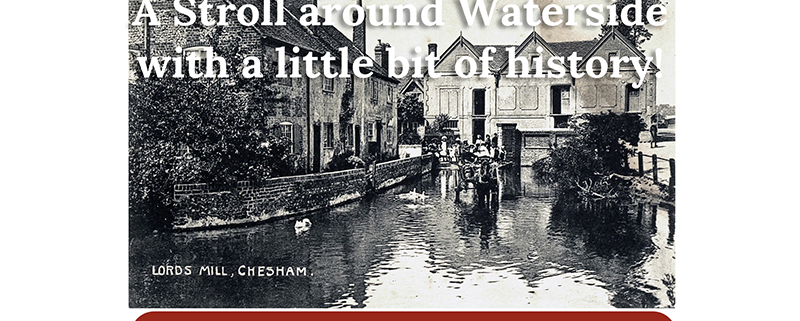 Old black and white photograph of one of the water mills in Waterside by open stretch of river