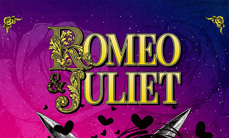 Roeo and Juliet in decorative text on a starry background
