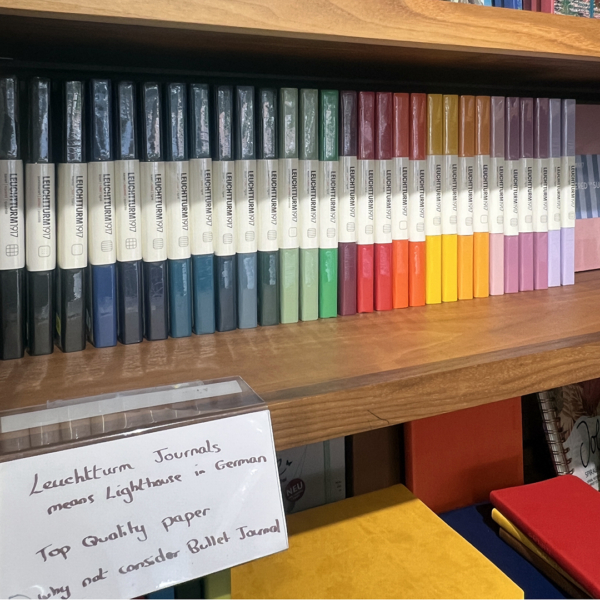 leuchtturm-journalsJPS shelf of different coloured Leuchtturm journals