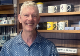 Ray of JPS statioers Chesham in his shop