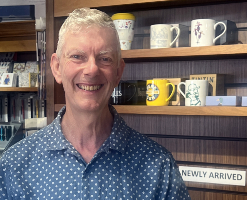 Ray of JPS statioers Chesham in his shop